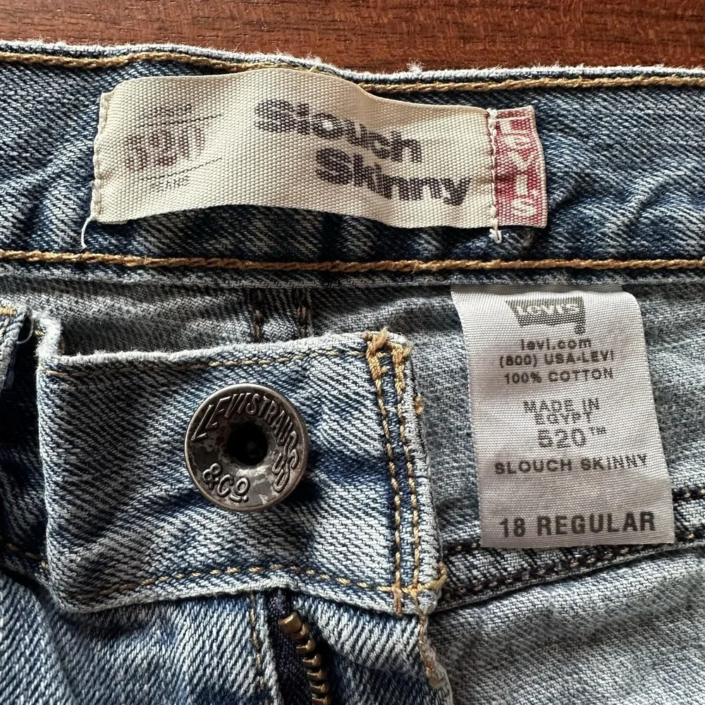 Levi's 520 Slouch Skinny Jeans Womens 18 Regular Blue‎ Cotton Runs Small